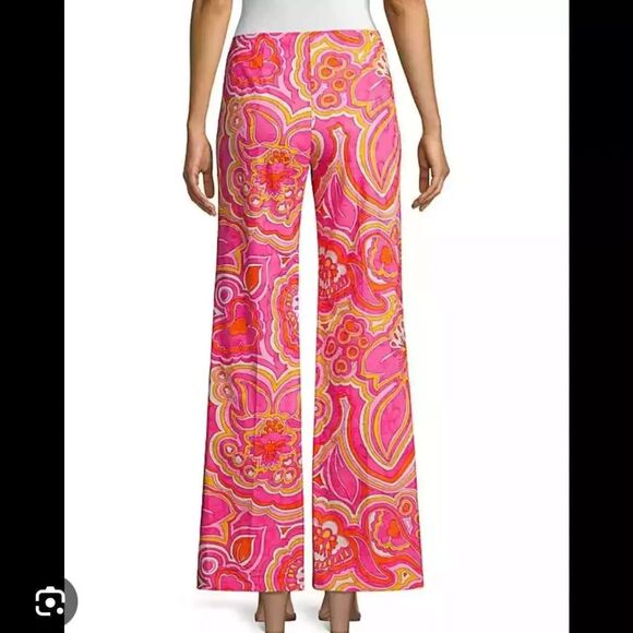 NWT- Trina Turk Pink & Orange Paisley Rudi Pant Wide leg 2 - Picture 4 of 5